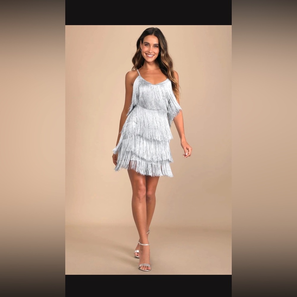 Elegant Silver Fringe Dress